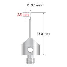 AFG-0325-SN M5 stylus with 0.3mm silicon nitride ball and stainless steel base, 25mm long.