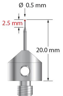 AFG-0520-L M5 stylus with 0.5mm ruby ball, tapered carbide stem, and anodized aluminum base by Q-Mark Manufacturing, Inc.