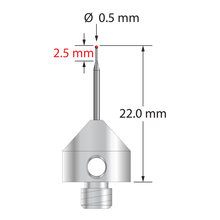 AFG-0522-12-R M5 stylus with 0.5mm ruby ball, tapered carbide stem, and stainless steel base, 22mm long by Q-Mark Manufacturing, Inc.