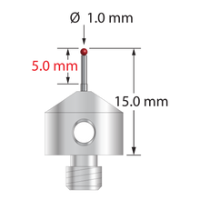 AFG-1015-TX M5 stylus with 1.0mm ruby ball, carbide stem, and stainless steel base by Q-Mark Manufacturing, Inc.