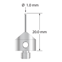 AFG-1020-DS.7-Z M5 stylus with 1.0mm zirconia ball, carbide stem, and stainless steel base, 20.0mm long by Q-Mark Manufacturing, Inc.