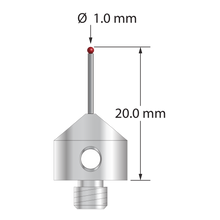 AFG-1020-DS.8 M5 stylus with 1.0mm ruby ball, carbide stem, and stainless steel base, 20.0mm long by Q-Mark Manufacturing, Inc.
