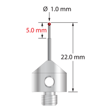 AFG-1022 M5 stylus with 1.0mm ruby ball, carbide stem, and stainless steel base, 22.0mm long by Q-Mark Manufacturing, Inc.