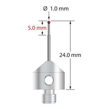 AFG-1024-TX M5 1.0mm ruby ball stylus with carbide stem and stainless steel base, 24.0mm long by Q-Mark Manufacturing, Inc.
