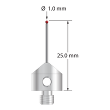 AFG-1025-DS.8 M5 stylus with 1.0mm ruby ball, carbide stem, stainless steel base, 25.0mm long by Q-Mark Manufacturing, Inc.