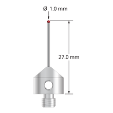 AFG-1027-DS.7 M5 stylus with 1.0mm ruby ball, carbide stem, and stainless steel base, 25.0mm long by Q-Mark Manufacturing, Inc.