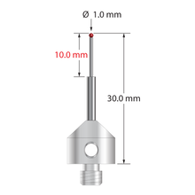 AFG-1030-2 M5 1.0mm silicon nitride stylus with stepped carbide stem and stainless steel base, 30.0mm long by Q-Mark Manufacturing, Inc.