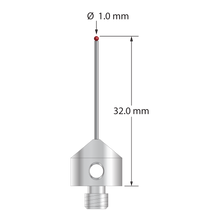 AFG-1032-DS.8 M5 stylus with 1.0mm ruby ball, carbide stem, and stainless steel base, 32.0mm long by Q-Mark Manufacturing, Inc.