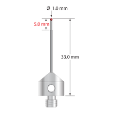 AFG-1033-TX M5 stylus, 1.0mm silicon nitride ball, carbide stem, stainless steel base, 30.0mm long.