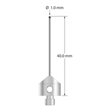 M5 stylus with 1.0 mm diameter silicon nitride ball, 0.8 mm diameter carbide stem, and 11.0 mm diameter x 10.0 long stainless steel base. Overall stylus length is 40.0 mm. Stylus weight is 5.89 grams.