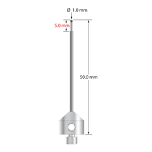 AFG-1050-SN M5 stylus with 1.0mm silicon nitride ball, stepped carbide stem, and stainless steel base by Q-Mark Manufacturing, Inc.