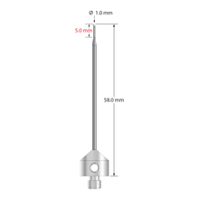 AFG-1058-Z M5 stylus with 1.0mm zirconia ball, carbide stem, and stainless steel base, 58.0mm long by Q-Mark Manufacturing, Inc.