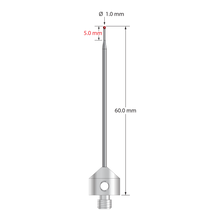 AFG-1060-L M5 stylus with 1.0mm ruby ball, tapered carbide stem, and anodized aluminum base, 60.0mm long by Q-Mark Manufacturing, Inc.