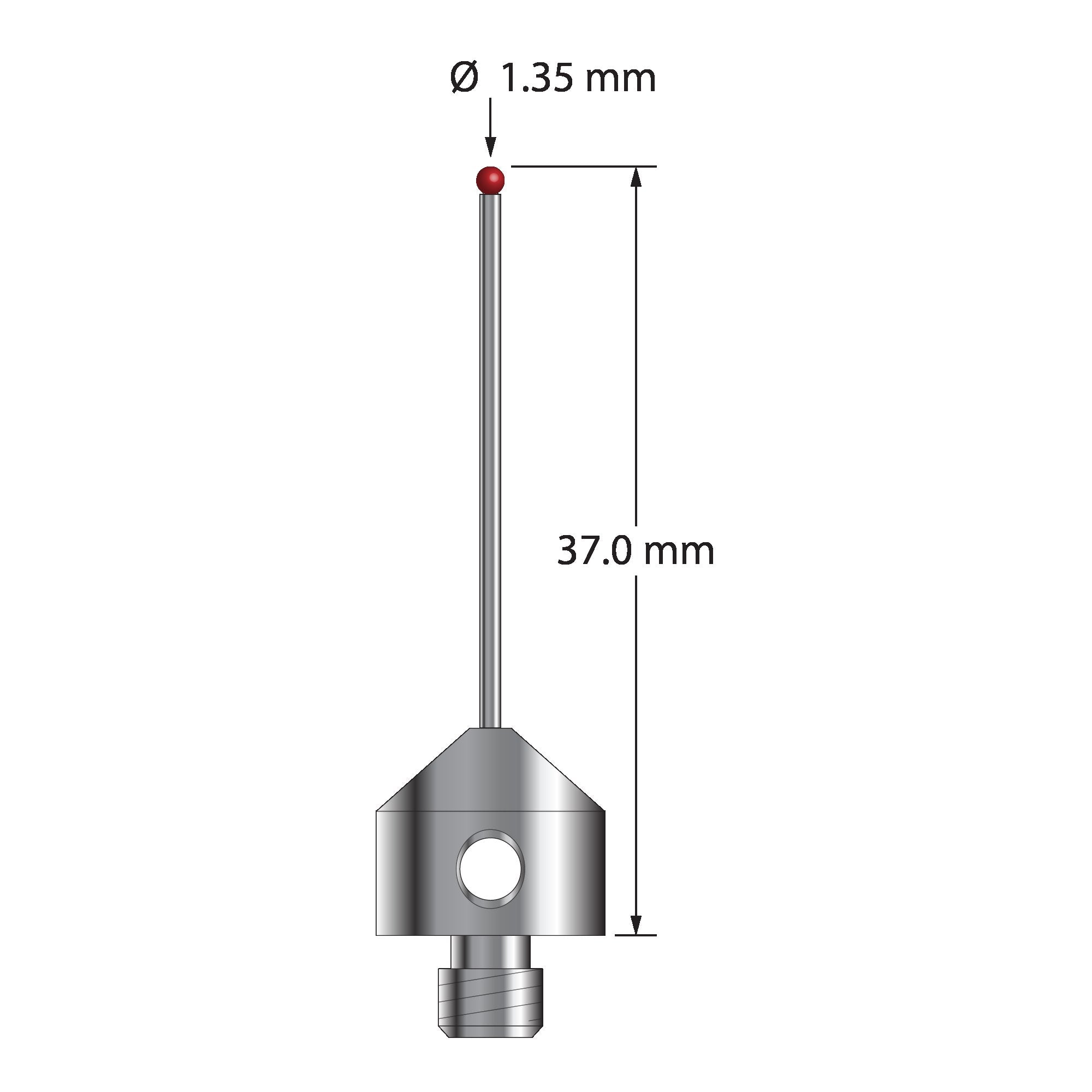 AFG-1337 M5 1.35mm ruby ball stylus with carbide stem and stainless steel base, 37mm long by Q-Mark Manufacturing, Inc.