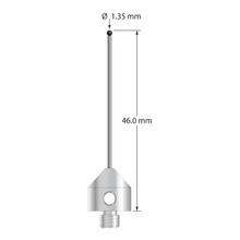 M5 stylus with 1.35 mm diameter silicon nitride ball, 1.0 mm diameter carbide stem, and 11.0 mm diameter x 11.0 mm long stainless steel base. Overall stylus length is 46.0 mm. Stylus weight is 6.03 grams.