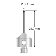 AFG-1526 M5 stylus with 1.5mm ruby ball, carbide stem, and stainless steel base, 26mm long by Q-Mark Manufacturing, Inc.