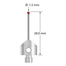 AFG-1528 M5 stylus with 1.5mm ruby ball, carbide stem, and stainless steel base, 28mm long by Q-Mark Manufacturing, Inc.