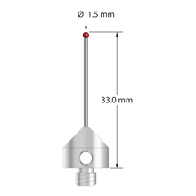 AFG-1533-10-DS1 M5 stylus with 1.5mm ruby ball, carbide stem, stainless steel base, 33mm long by Q-Mark Manufacturing, Inc.