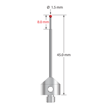 AFG-1545-L M5 stylus with 1.5mm ruby ball, stepped carbide stem, and aluminum base, 45mm long by Q-Mark Manufacturing, Inc.