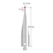 AFG-1550.75 M5 stylus, 1.5mm ruby ball, carbide stem, stainless steel base, 50mm length by Q-Mark Manufacturing, Inc.