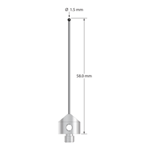 AFG-1558-DS1-SN M5 stylus with 1.5mm silicon nitride ball and stainless steel base, 58mm long.