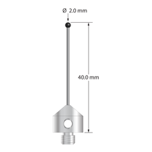 AFG-2040-DS1-SN M5 stylus with 2.0mm silicon nitride ball, carbide stem, and stainless steel base, 40mm long by Q-Mark Manufacturing, Inc.