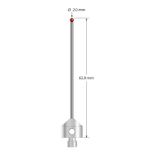 AFG-2062 M5 stylus with 2.0mm ruby ball, carbide stem, and stainless steel base, 62.0mm long by Q-Mark Manufacturing, Inc.