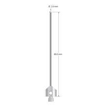 M5 stylus with 2.0 mm diameter zirconia ball, 1.5 mm diameter carbide stem, and 11.0 mm diameter x 10.0 mm long stainless steel base. Stylus length to ball center is 80.0 mm. Stylus weight is 7.34 grams.