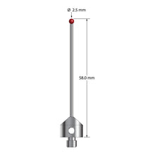 AFG-2558 M5 stylus with 2.5mm ruby ball, carbide stem, and stainless steel base, 58mm long by Q-Mark Manufacturing, Inc.