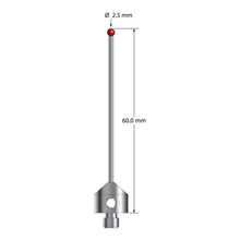 AFG-2560 M5 stylus, 2.5mm ruby ball, carbide stem, stainless steel base, 60mm long by Q-Mark Manufacturing, Inc.