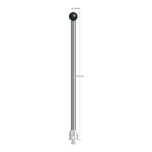 M5 stylus with 10.0 mm diameter silicon nitride ball, 6.0 mm diameter carbide stem, and 11.0 mm diameter x 12.0 mm long stainless steel base. Overall stylus length is 150.0 mm. Stylus weight is 61.98 grams.