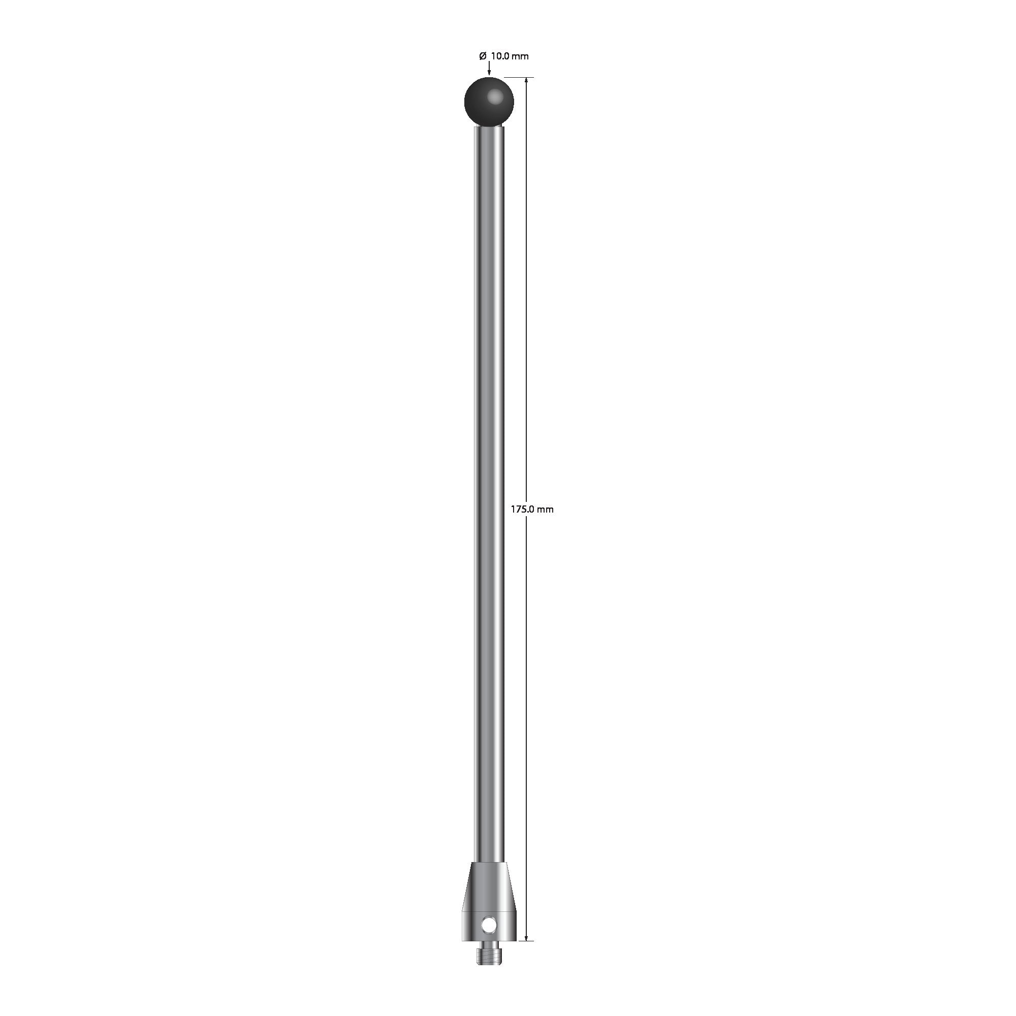 ATG-100175-SN M5 stylus with 10.0mm silicon nitride ball, carbide stem, and stainless steel base, 175.0mm long by Q-Mark Manufacturing, Inc.