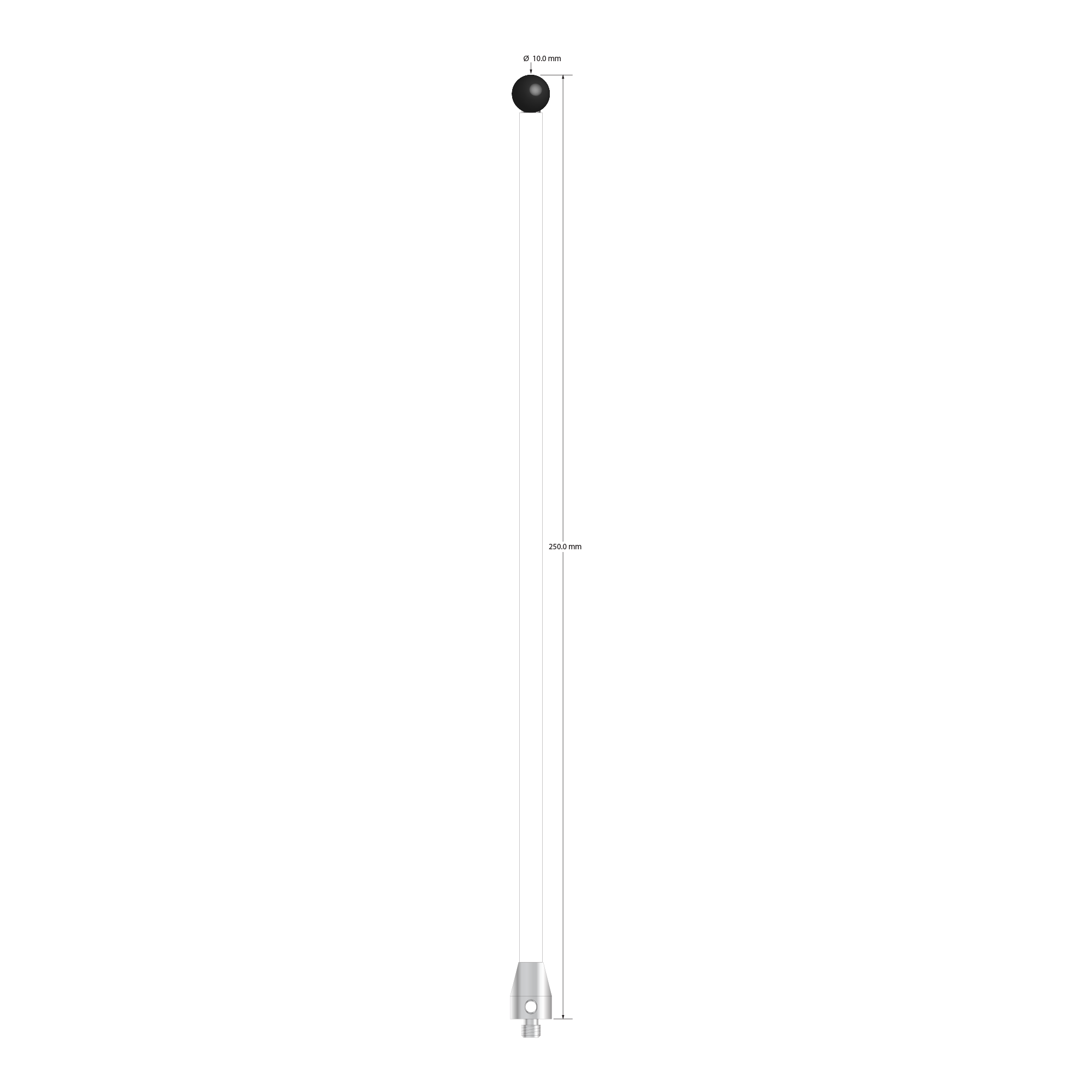 ATG-100250-C-SN M5 stylus with 10mm silicon nitride ball, ceramic stem, and aluminum base, 250mm long by Q-Mark Manufacturing, Inc.