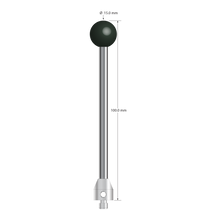 M5 stylus with 15.0 mm diameter silicon nitride ball, 5.0 mm diameter carbide stem, and 11.0 mm diameter x 12.0 mm long stainless steel base. Overall stylus length is 100.0 mm. Stylus weight is 34.74 grams.