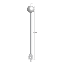 M5 stylus with 15.0 mm diameter Grade 25 ceramic ball, 5.0 mm diameter carbide stem, and 11.0 mm diameter x 15.0 mm long stainless steel base. Overall stylus length is 114.0 mm. Stylus weight is 38.71 grams.