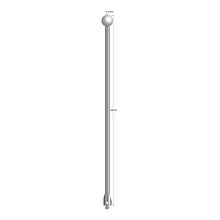 M5 stylus with 15.0 mm diameter Grade 25 ceramic ball, 6.0 mm diameter carbide stem, and 11.0 mm diameter x 15.0 mm long stainless steel base. Overall stylus length is 250.0 mm. Stylus weight is 108.27 grams.