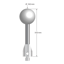 ATG-18054 M5 stylus with 18.0mm ceramic sphere, carbide stem, and stainless steel base, 54.0mm long by Q-Mark Manufacturing, Inc.