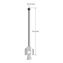 M5 stylus with 3.0 mm diameter silicon nitride ball, 2.0 mm diameter carbide stem, and 11.0 mm diameter x 10.0 mm long stainless steel base. &nbsp;Overall stylus length is 55.0 mm. &nbsp;Stylus weight is 7.72 grams.