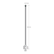 M5 stylus with 3.5 mm diameter silicon nitride ball, 2.5 mm diameter carbide stem, and 11.0 mm diameter x 10.0 mm long stainless steel base. Overall stylus length is 100.0 mm. Stylus weight is 11.72 grams.