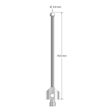 M5 stylus with 5.0 mm diameter zirconia ball, 3.5 mm diameter carbide stem, and 11.0 mm diameter x 10.0 mm long stainless steel base. Overall stylus length is 70.0 mm. Stylus weight is 13.67 grams.