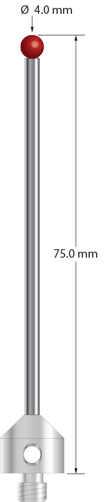 ATG-4075-L M5 stylus with 4.0mm ruby ball, carbide stem, and aluminum base, 75.0mm long by Q-Mark Manufacturing, Inc.