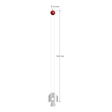M5 stylus with 5.0 mm diameter ruby ball, 3.5 mm diameter ceramic stem, and 11.0 mm diameter x 10.0 mm long anodized aluminum base. Overall stylus length is 100.0 mm. Stylus weight is 5.49 grams.