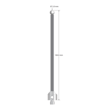 Low weight M5 stylus with 5.0 mm diameter zirconia ball, 3.5 mm diameter Therm-X carbon fiber stem, and 11.0 mm diameter x 10.0 mm long titanium base. Overall stylus length is 100.0 mm. Stylus weight is 4.74 grams.