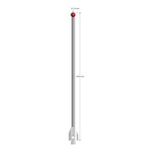 M5 stylus with 5.0 mm diameter ruby ball, 3.5 mm diameter carbide stem, and 11.0 mm diameter x 15.0 mm long stainless steel base. Overall stylus length is 140.0 mm. Stylus weight is 25.18 grams.