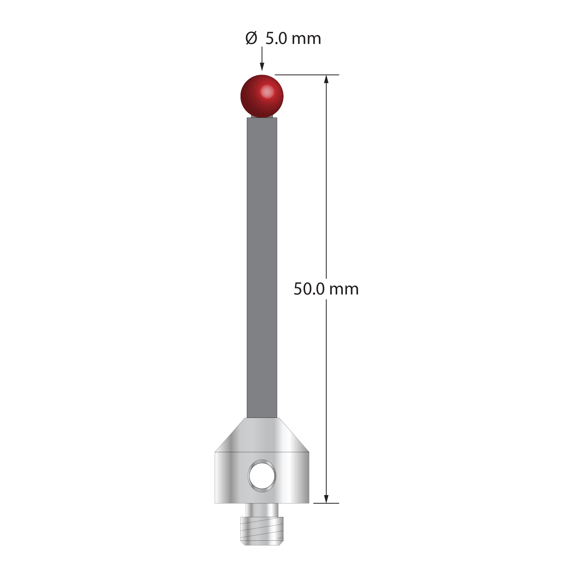ATG-5050-TX M5 5.0mm ruby ball, carbon fiber stem, titanium base, 50.0mm stylus by Q-Mark Manufacturing, Inc.