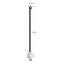 M5 stylus with 5.0 mm diameter silicon nitride ball, 3.5 mm diameter carbide stem, and 11.0 mm diameter x 10.0 mm long stainless steel base. Overall stylus length is 85.0 mm. Stylus weight is 15.74 grams.