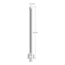 M5 stylus with 5.0 mm diameter zirconia ball, 3.5 mm diameter carbide stem, and 11.0 mm diameter x 10.0 mm long stainless steel base. Overall stylus length is 85.0 mm. Stylus weight is 15.74 grams.