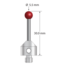 ATG-5530 M5 stylus with 5.5mm ruby ball, carbide stem, and stainless steel base, 30mm long by Q-Mark Manufacturing, Inc.