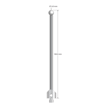 M5 stylus with 6.0 mm diameter zirconia ball, 3.5 mm diameter carbide stem, and 11.0 mm diameter x 10.0 mm long stainless steel base. Overall stylus length is 100.0 mm. Stylus weight is 18.69 grams.
