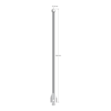 M5 stylus with 6.0 mm diameter zirconia ball, 3.5 mm diameter carbide stem, and 11.0 mm diameter x 15.0 mm long stainless steel base. Overall stylus length is 150.0 mm. Stylus weight is 25.61 grams.